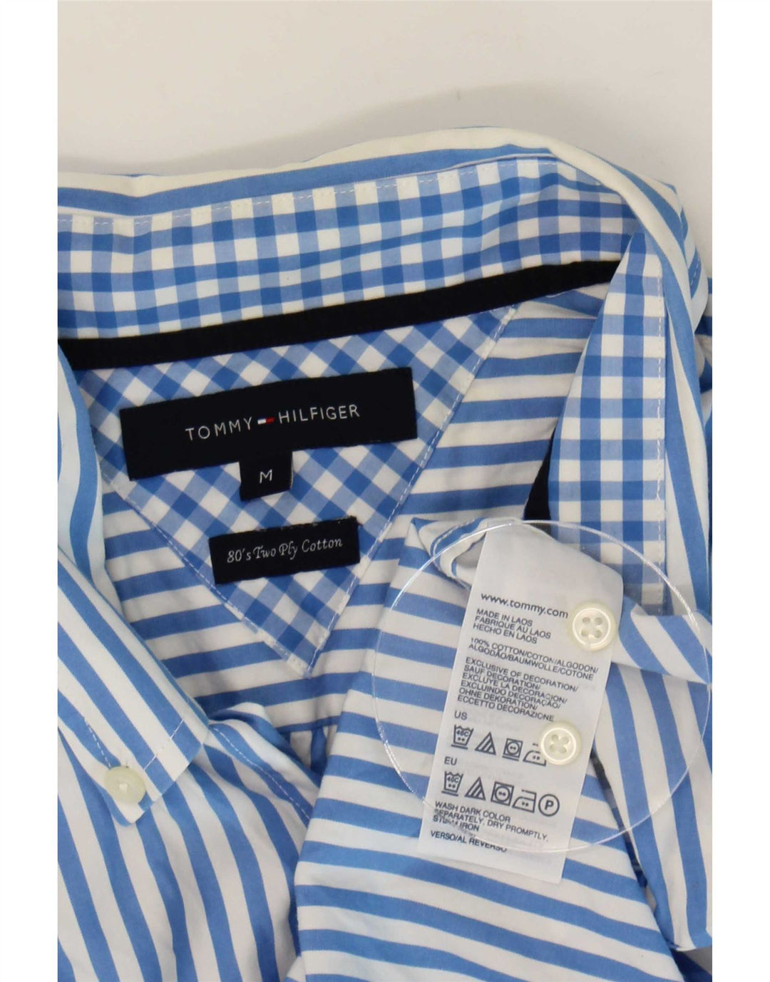 Cămașă Tommy Hilfiger pentru bărbați, bumbac cu dungi albastre medii