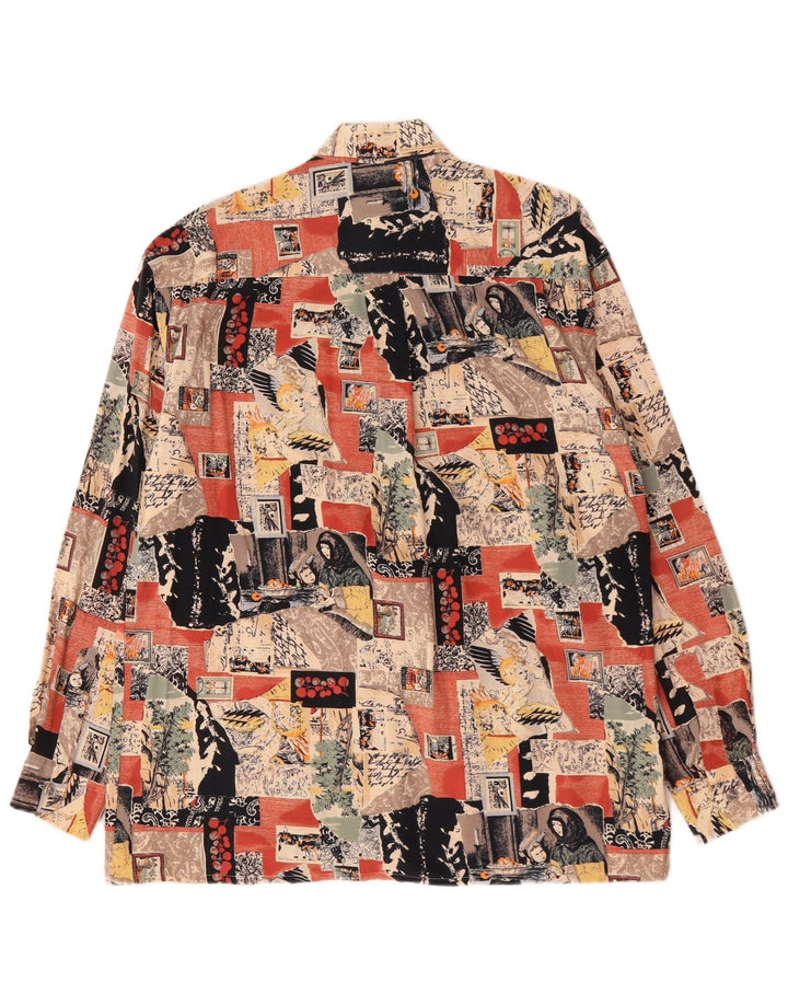 Cămașă Vintage pentru bărbați cu model abstract Mărimea 38/40 Viscoză medie multicoloră