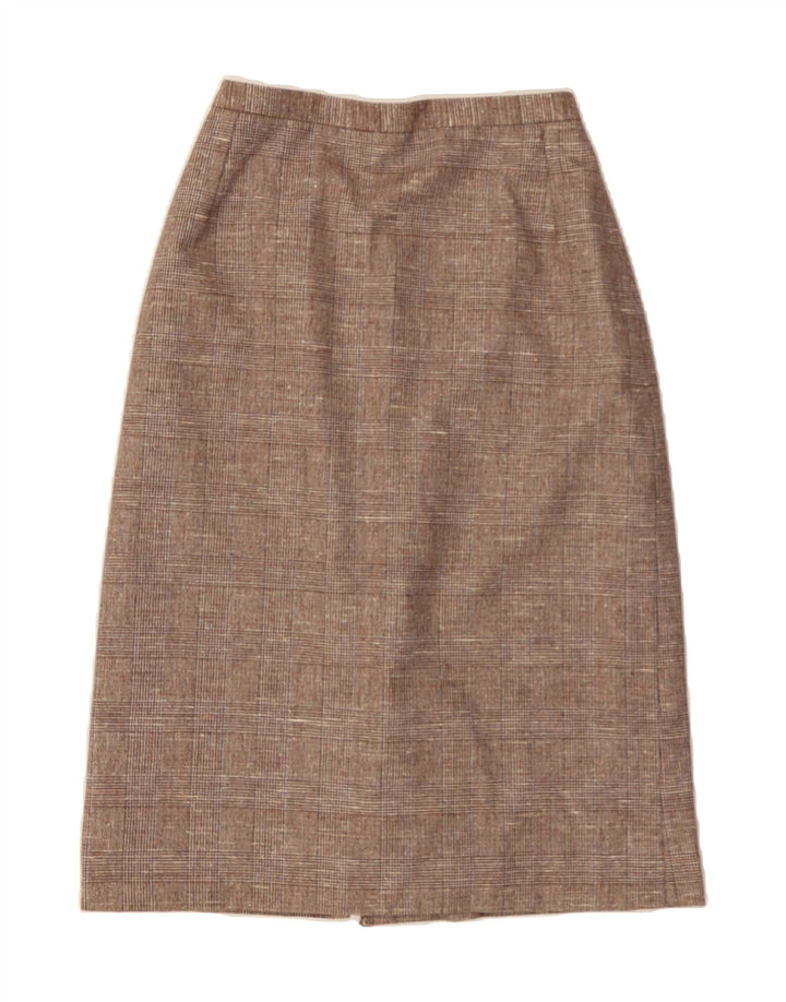 VINTAGE Womens Pencil Skirt W28 Medium Brown Check Vintage Vintage and Second-Hand Vintage from Messina Hembry 