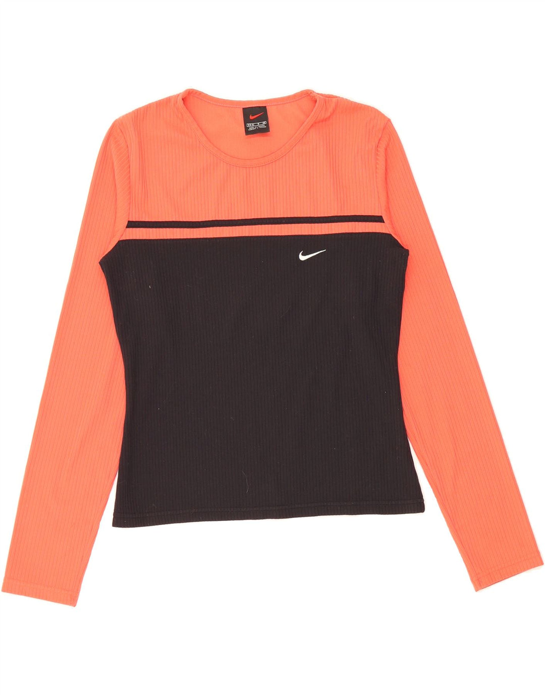 NIKE Womens Top Long Sleeve US 4/6 Small Orange Colourblock Nylon Vintage Nike and Second-Hand Nike from Messina Hembry 