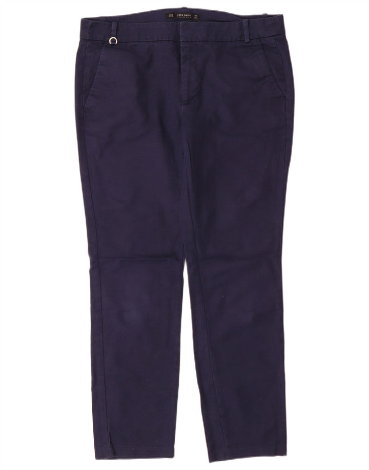 Pantaloni chino conici pentru femei Zara EU 40 Mediu L30 L27 Bleumarin Clasic