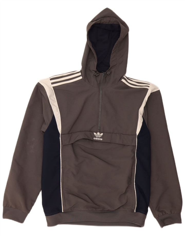 Jachetă Anorak cu glugă pentru bărbați Adidas UK 36, Gri mic, poliester color bloc