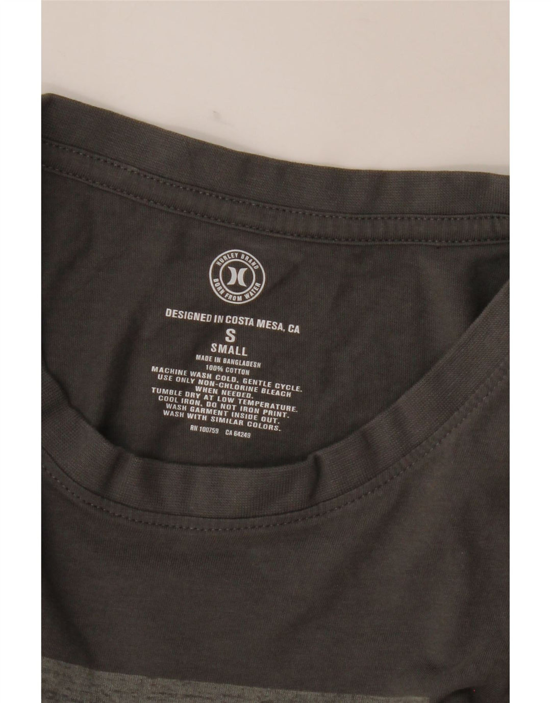 HURLEY Mens Graphic T-Shirt Top Small Grey Cotton Vintage Hurley and Second-Hand Hurley from Messina Hembry 