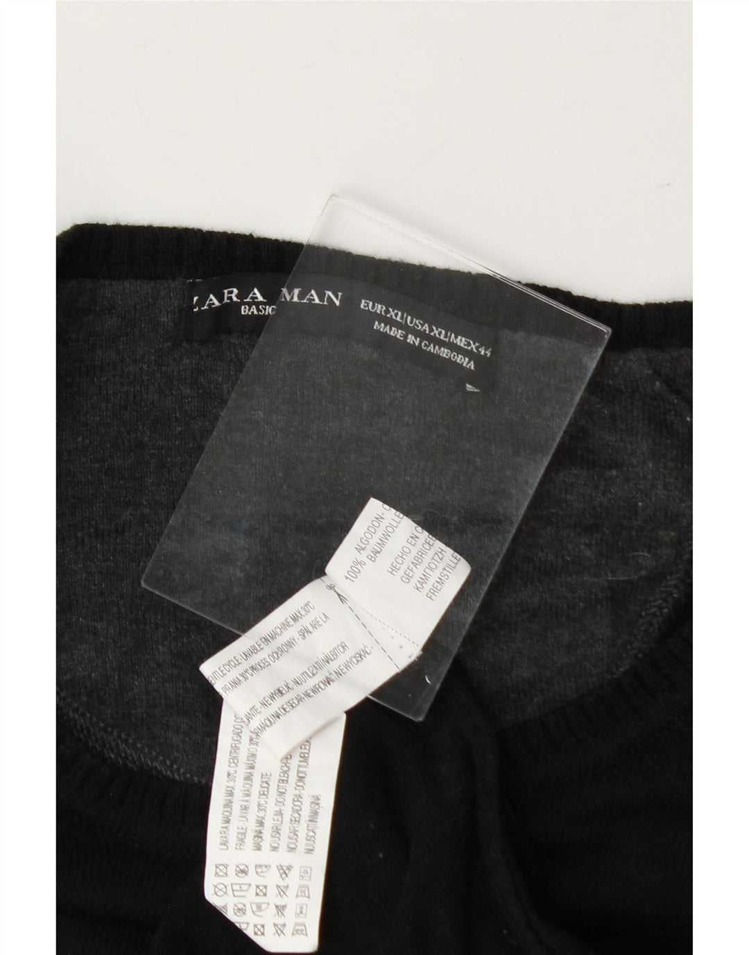 ZARA Mens Crew Neck Jumper Sweater XL Black Cotton Vintage Zara and Second-Hand Zara from Messina Hembry 