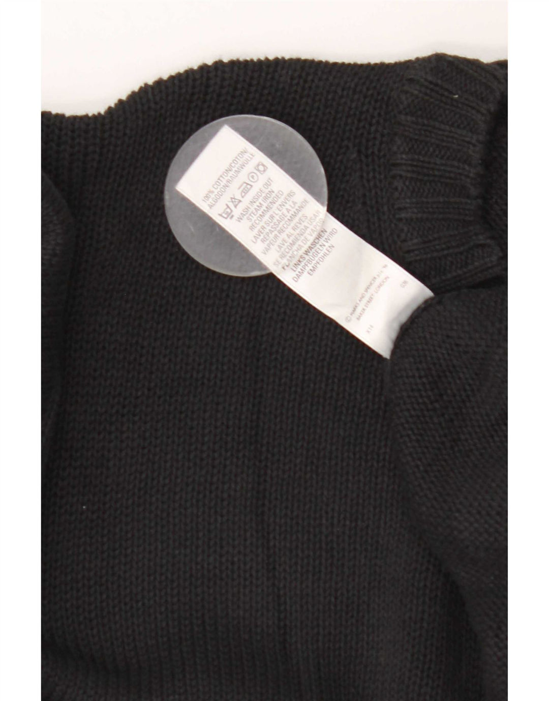 Pulover pentru bărbați Marks & Spencer cu gât roșu, mare, negru, bumbac