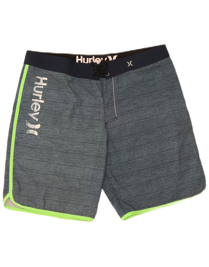 Pantaloni scurți de înot grafic pentru bărbați Hurley, poliester cu dungi mari, albastre
