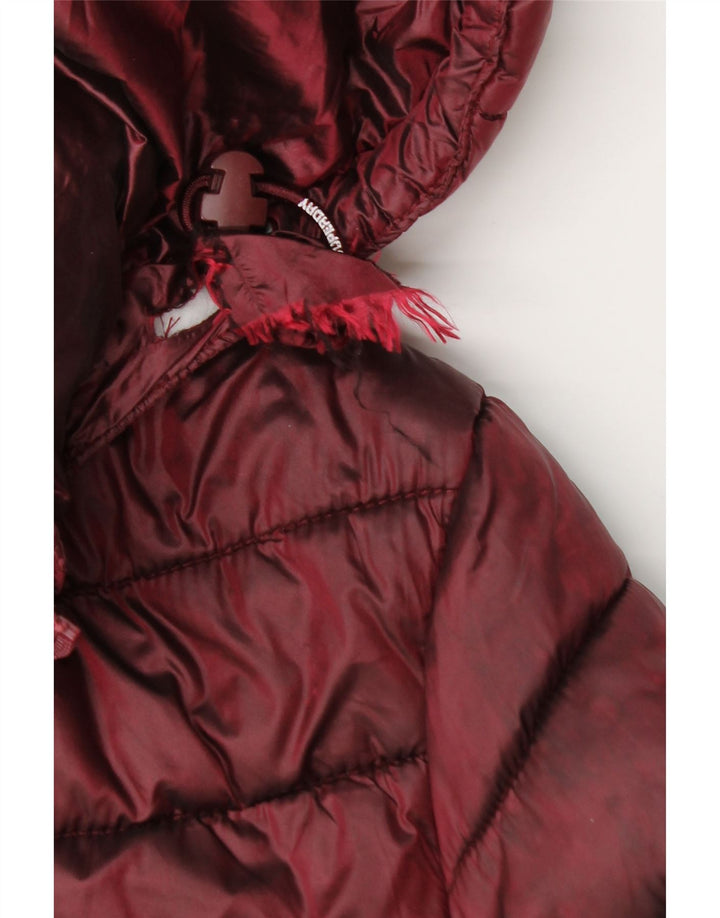 Jachetă căptușită cu glugă Superdry pentru femei UK 14 Medium Burgundy Nylon