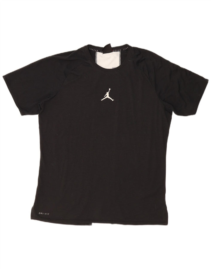 Tricou grafic Jordan Dri Fit pentru bărbați Top mare, negru, poliester color bloc