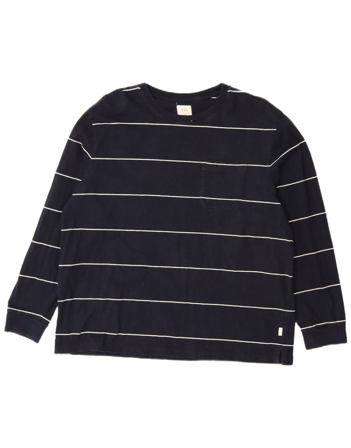 MARKS & SPENCER Top pentru bărbați cu mânecă lungă 2XL, bumbac cu dungi bleumarin