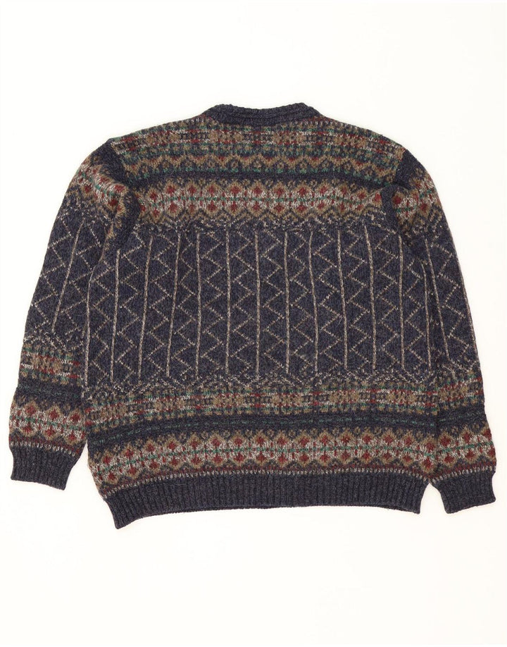 Pulover pentru bărbați Marks & Spencer, cu gât crew, mijlociu, bleumarin, Fair Isle