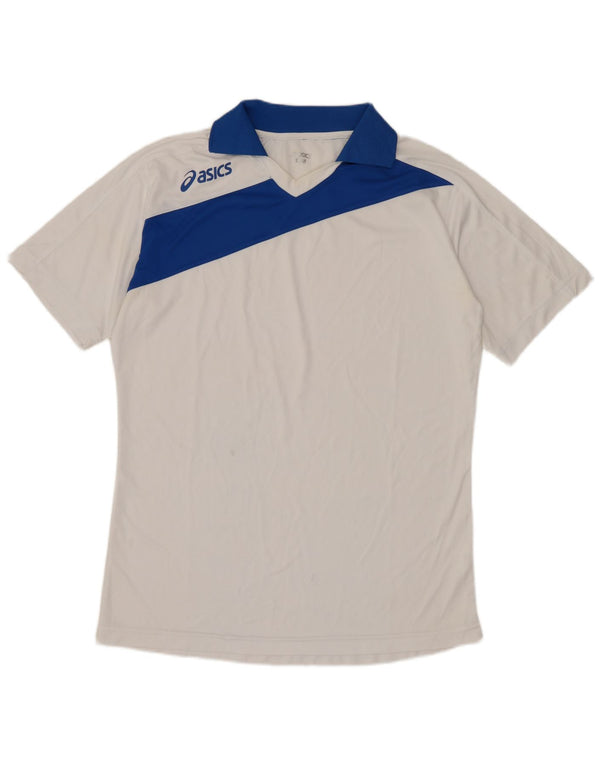 Tricou polo ASICS pentru bărbați, alb mediu, poliester color bloc