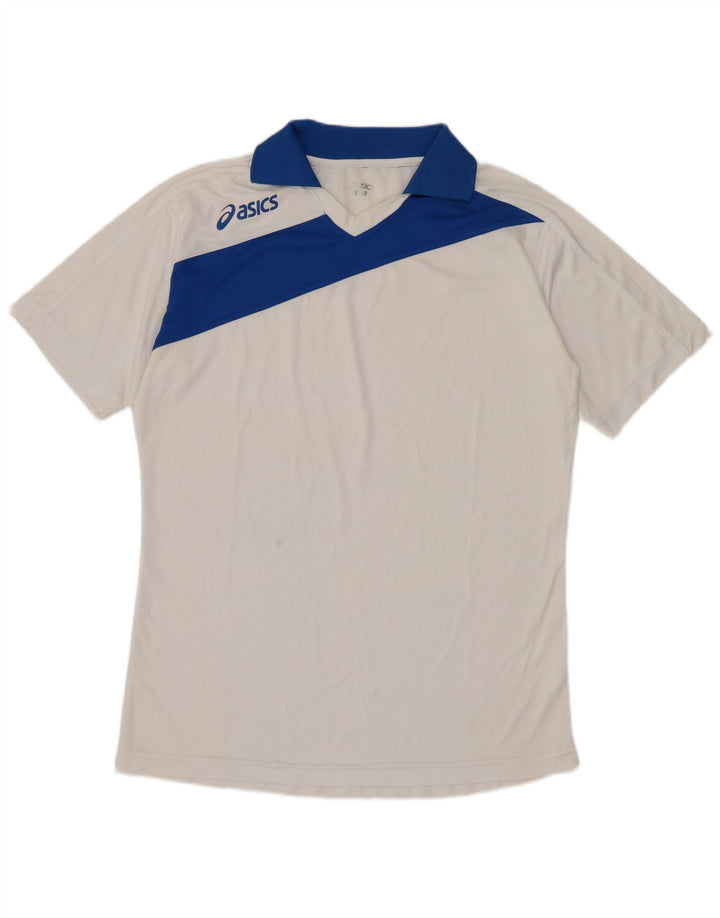 Tricou polo ASICS pentru bărbați, alb mediu, poliester color bloc