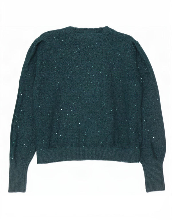 Pulover pentru femei Fat Face supradimensionat cu decolteu în V UK 10 Small Green Flecked