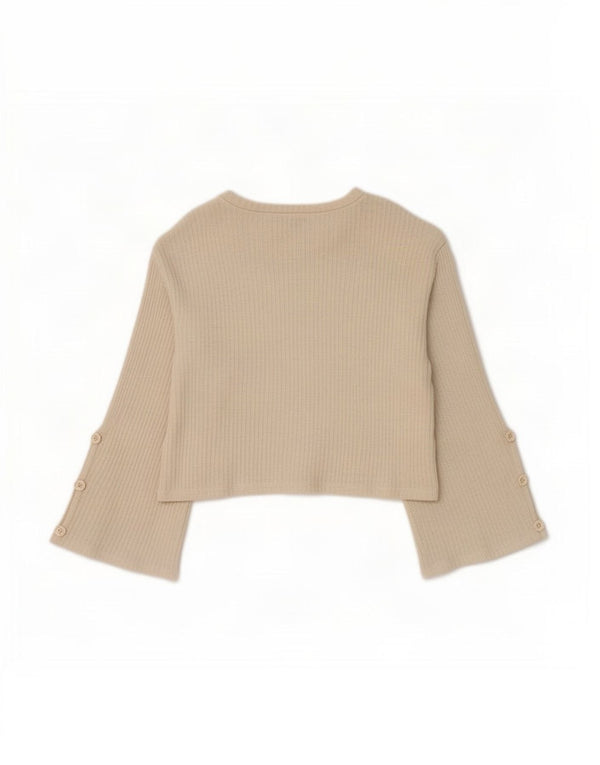 Crop Top pentru femei Zara, mânecă 3/4 UK 14, bumbac mediu bej