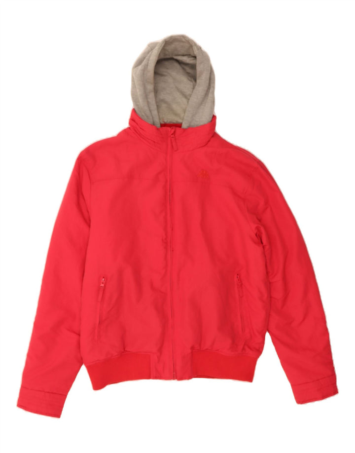 KAPPA Mens Hooded Bomber Jacket UK 40 Large Red Nylon Vintage Kappa and Second-Hand Kappa from Messina Hembry 