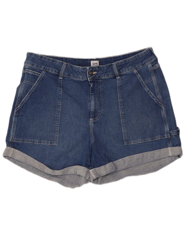 Pantaloni scurți din denim cu talie înaltă Lee pentru femei US 18 2XL W38 Bumbac albastru