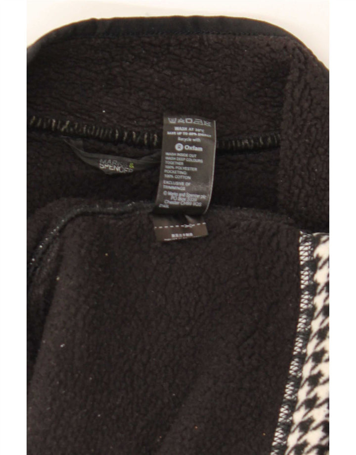 Marks & Spencer pentru femei Sherpa Fleece Jacket UK 12 Medium Black Houndstooth