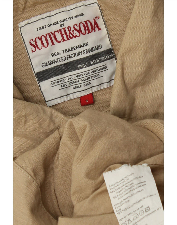 Jachetă bomber grafică pentru bărbați SCOTCH & SODA UK 36, bumbac, bej mic
