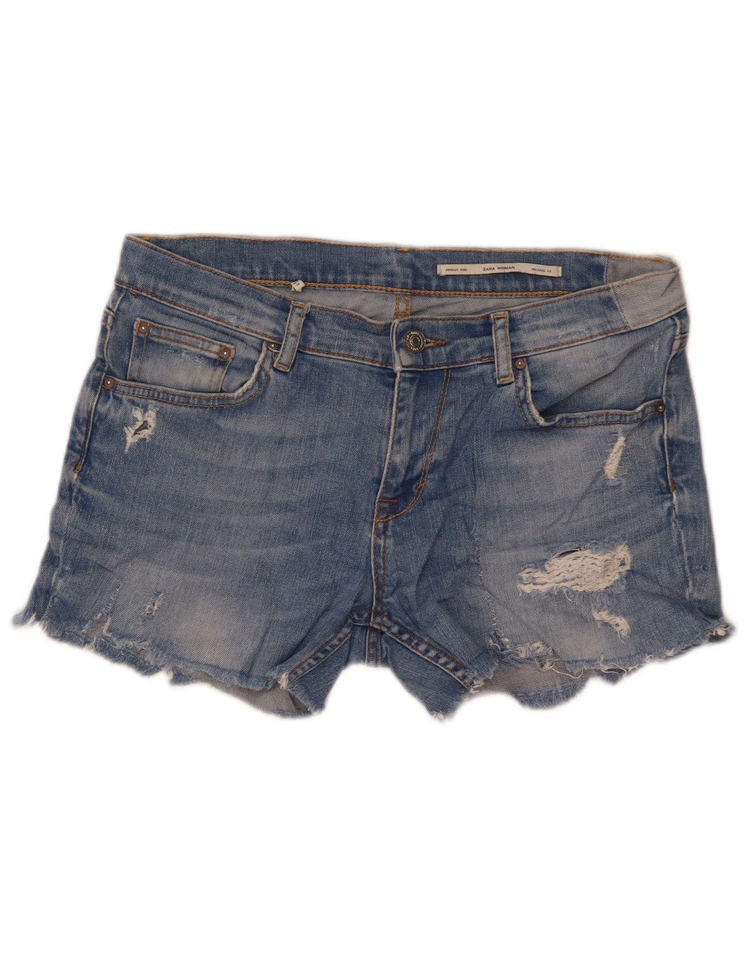 Pantaloni scurți din denim cu talie medie ușoară pentru femei Zara, cu talie medie, W30, albastru