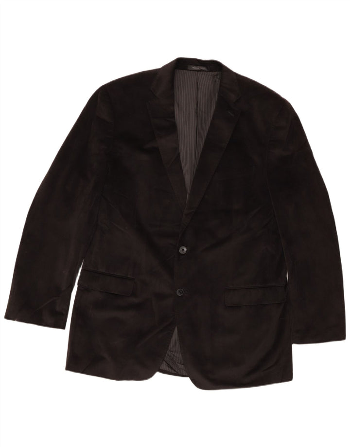 Jachetă vintage pentru bărbați, lungă cu 2 nasturi, UK 44 2XL, poliester negru