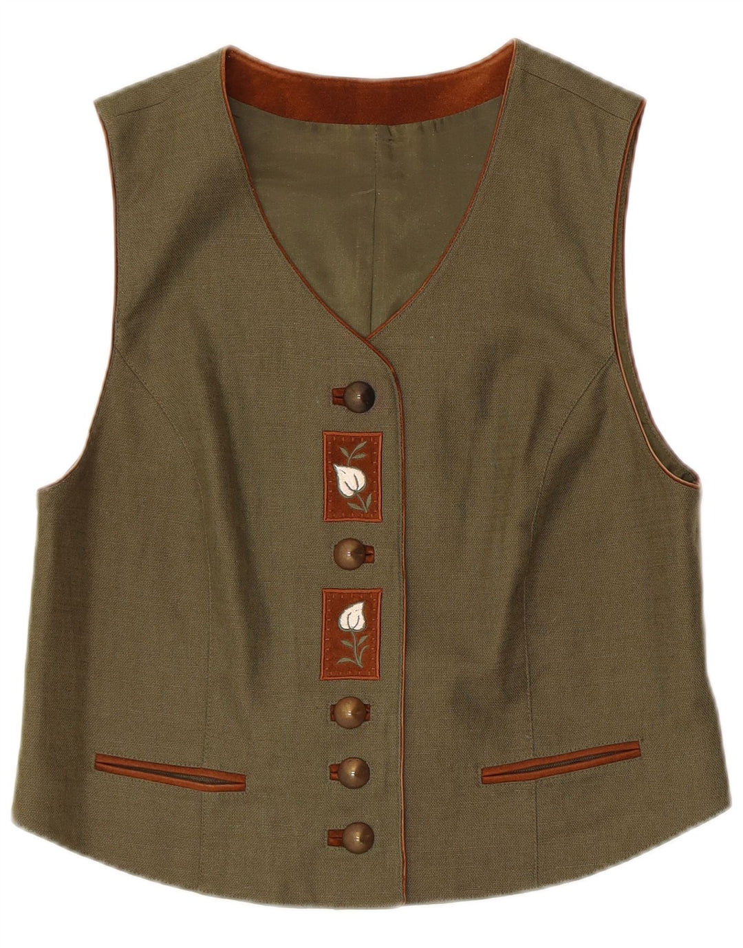 Vestă pentru femei C&A UK 14 Medium Khaki Floral Linen