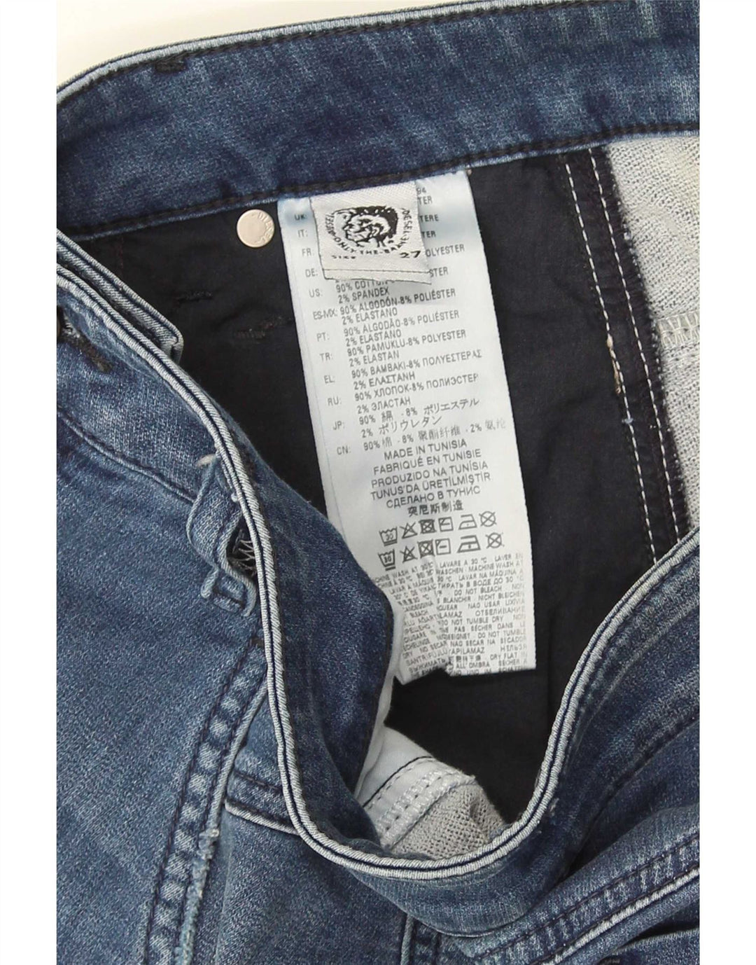 Pantaloni scurți din denim distressed pentru femei Diesel W27 Small Blue Bumbac