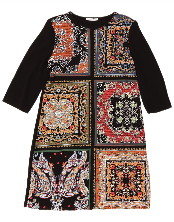 Rochie caftan cu mâneci 3/4 pentru femei Zara UK 12 Medium Black Patchwork