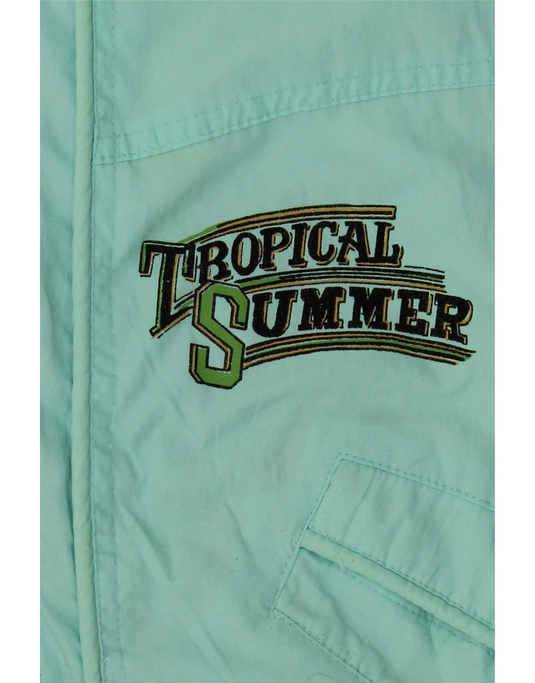 Jachetă Vintage Windbreaker pentru femei cu grafică UK 16, mare, turcoaz, poliester