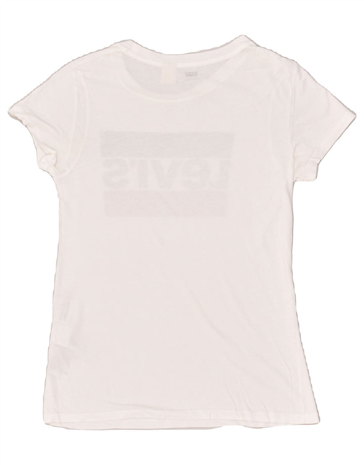 LEVI'S Womens Graphic T-Shirt Top UK 8 Small White Cotton | Vintage Levi's | Thrift | Second-Hand Levi's | Used Clothing | Messina Hembry 