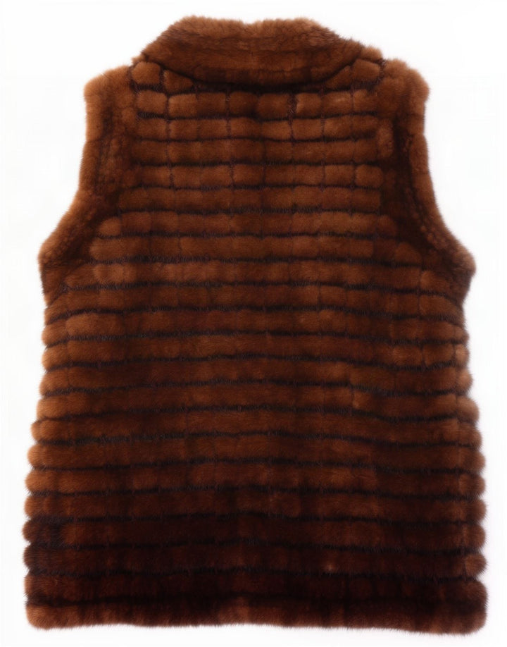 Gilet de blană vintage pentru femei UK 14 maro mediu