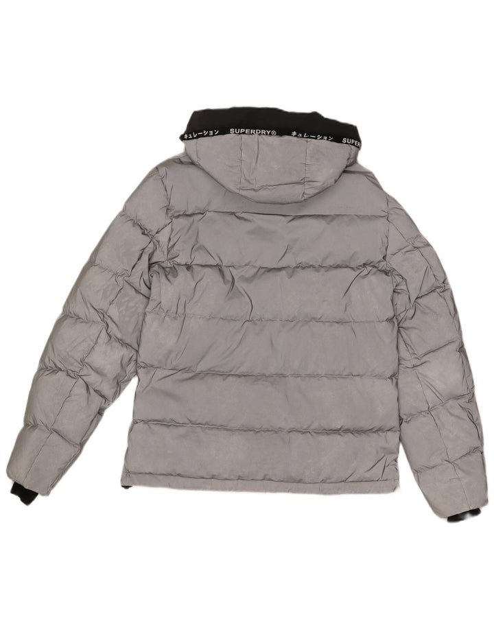 Jachetă căptușită cu glugă grafică Superdry pentru bărbați UK 38 Medium Silver Colorblock