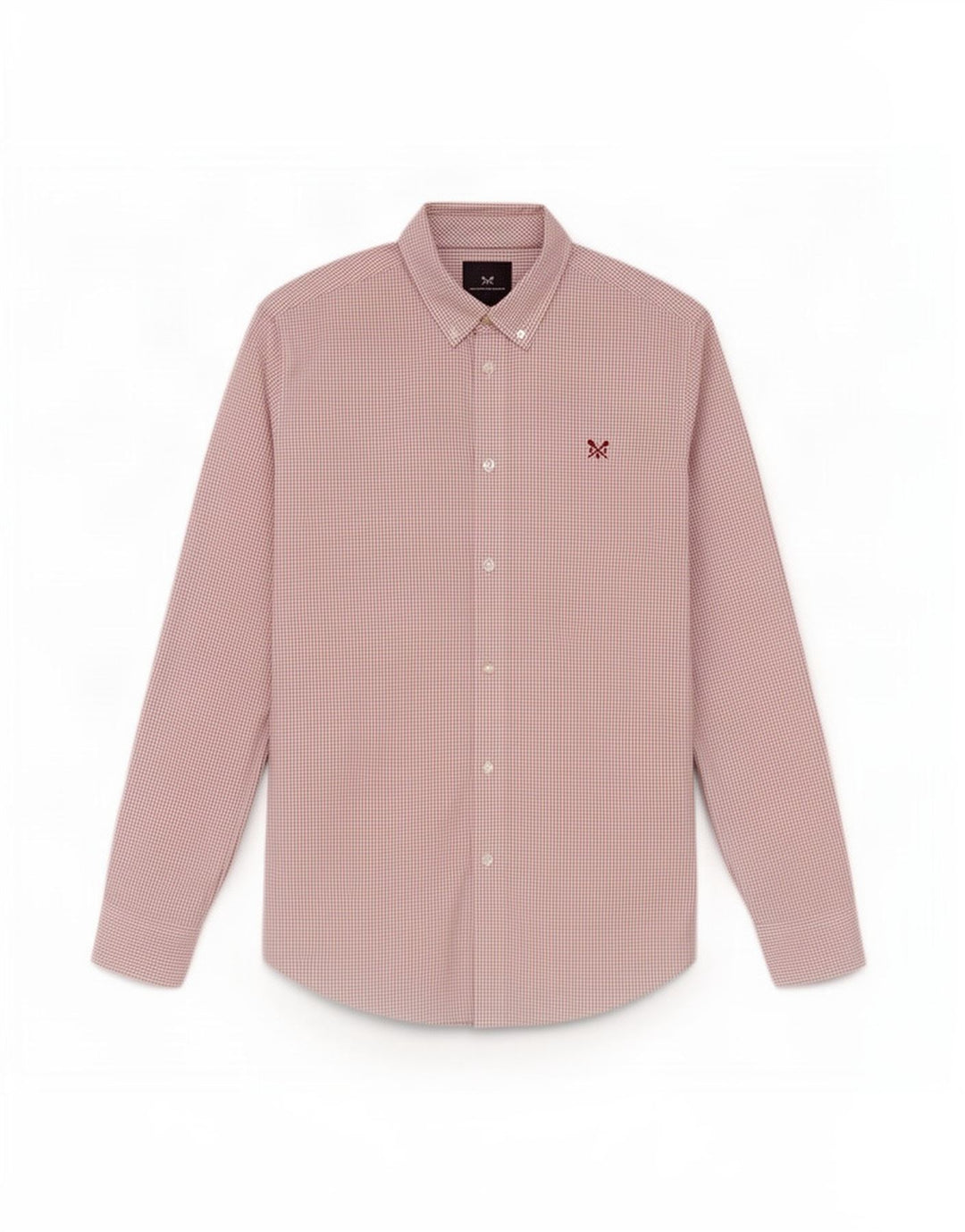 Crew Clothing Cămașă Slim Fit pentru bărbați, bumbac cu carouri roșii medii
