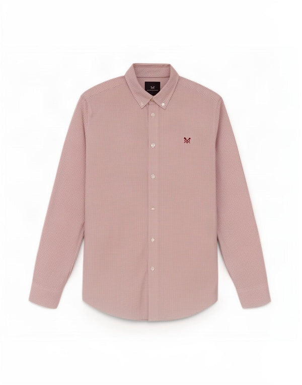 Crew Clothing Cămașă Slim Fit pentru bărbați, bumbac cu carouri roșii medii