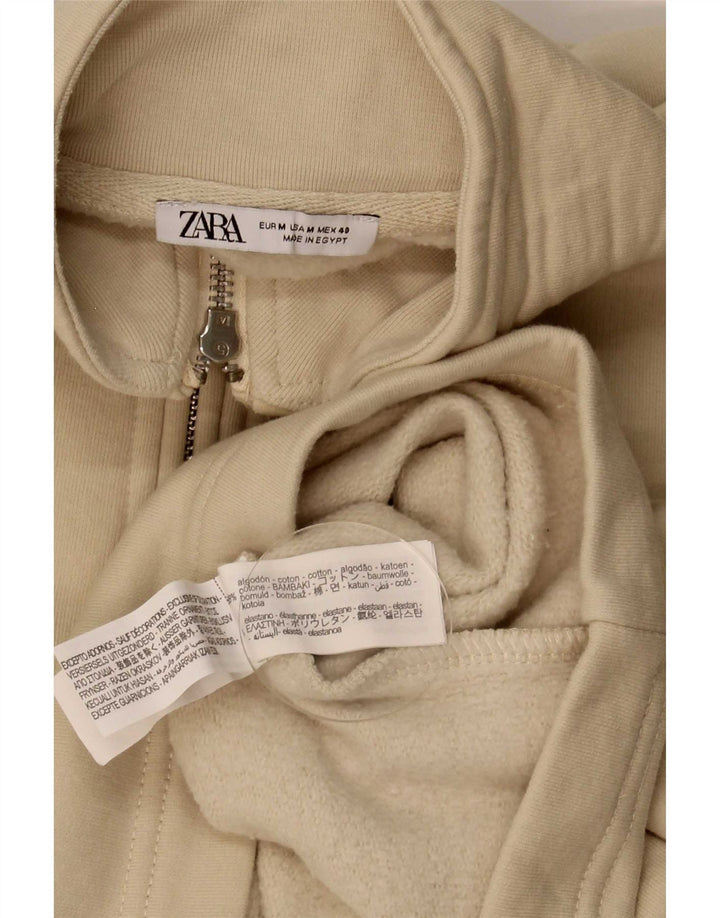 Pulover pentru bărbați Zara, cu grafică, cu fermoar, bumbac, bej