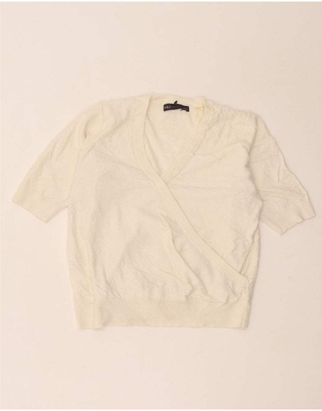 Pulover cu decolteu în V pentru femei Marks & Spencer UK 12 Medium Off White