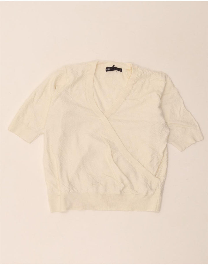 Pulover cu decolteu în V pentru femei Marks & Spencer UK 12 Medium Off White