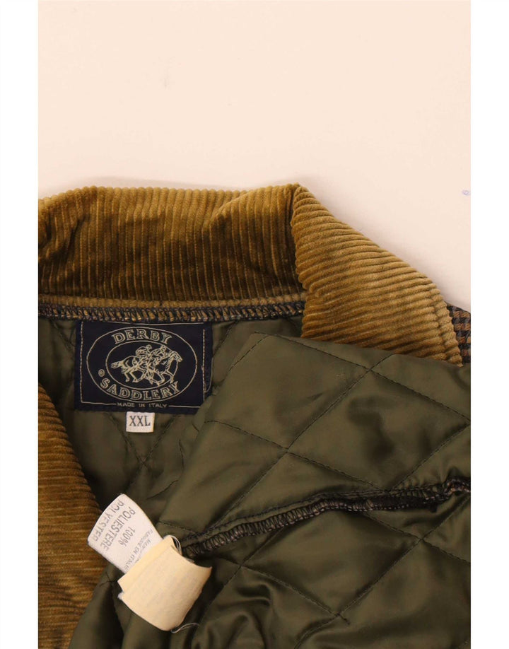 Geacă matlasată vintage pentru bărbați, Marea Britanie 44, 2XL, maro, model houndstooth, poliester