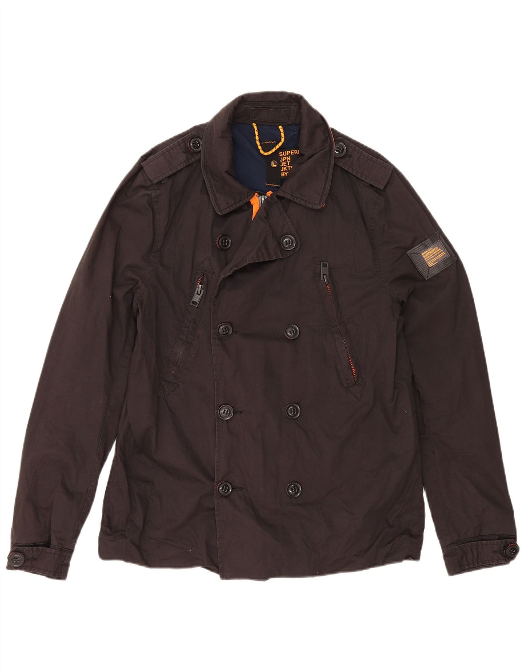 Palton Superdry pentru femei UK 16, mare, negru, bumbac