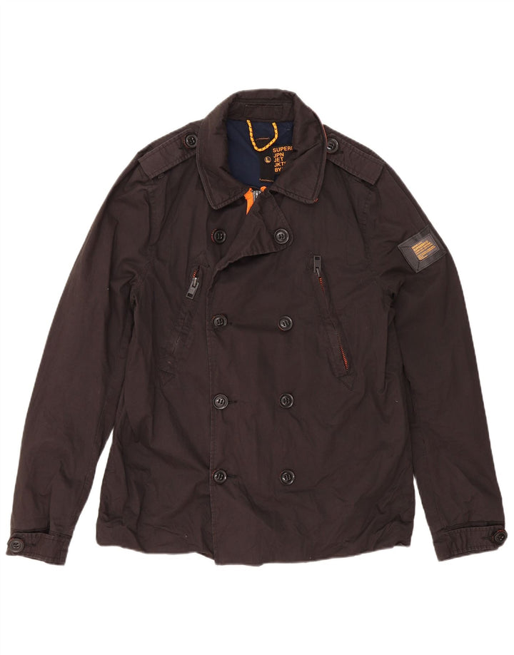 Palton Superdry pentru femei UK 16, mare, negru, bumbac