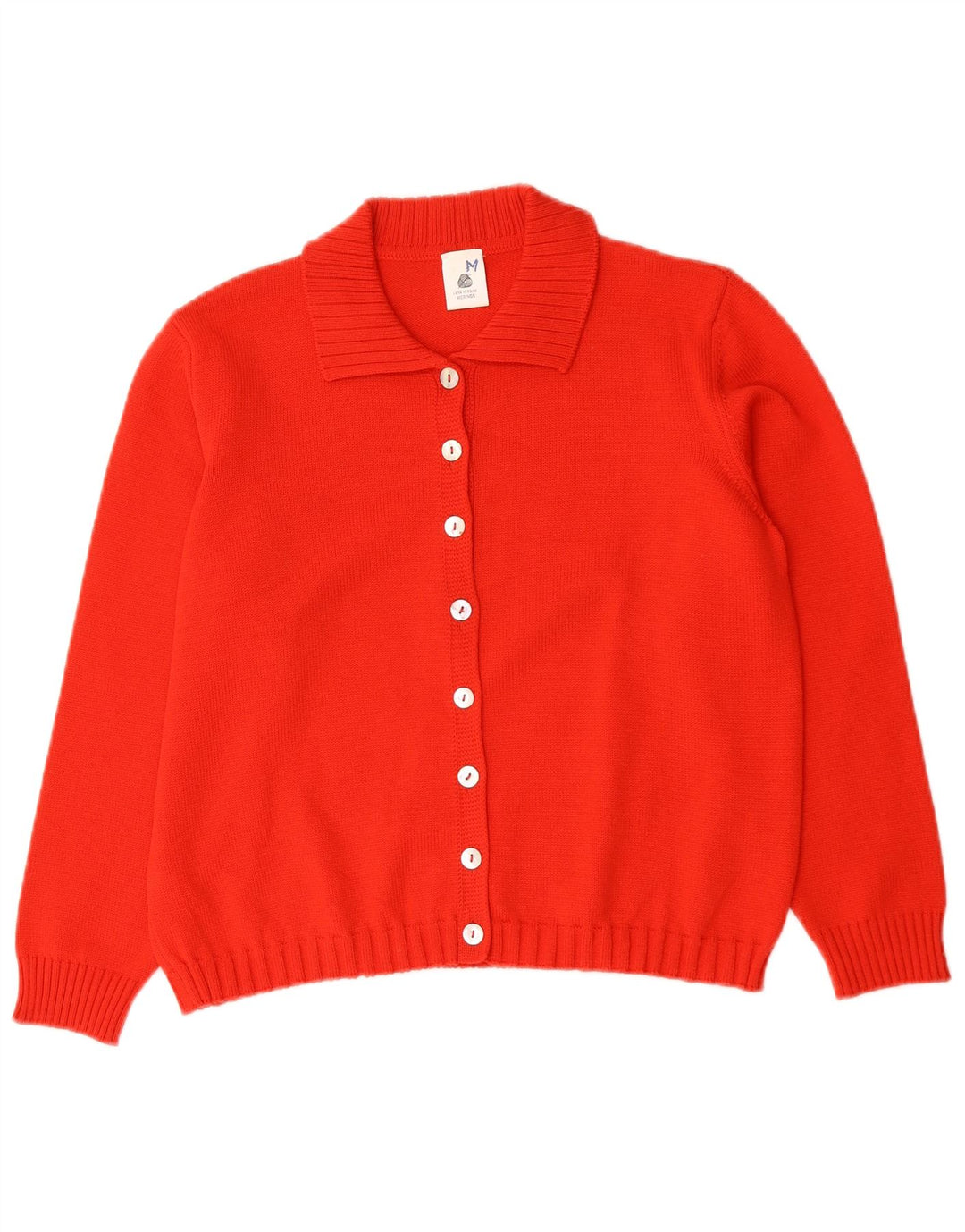 Pulover Cardigan Vintage pentru Damă UK 14 Lână Merinos Roșu Mediu