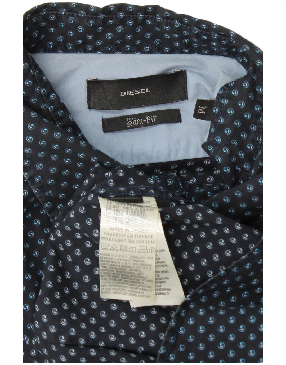 Cămașă pentru bărbați Diesel Slim Fit, bumbac cu pete, albastru marin mediu