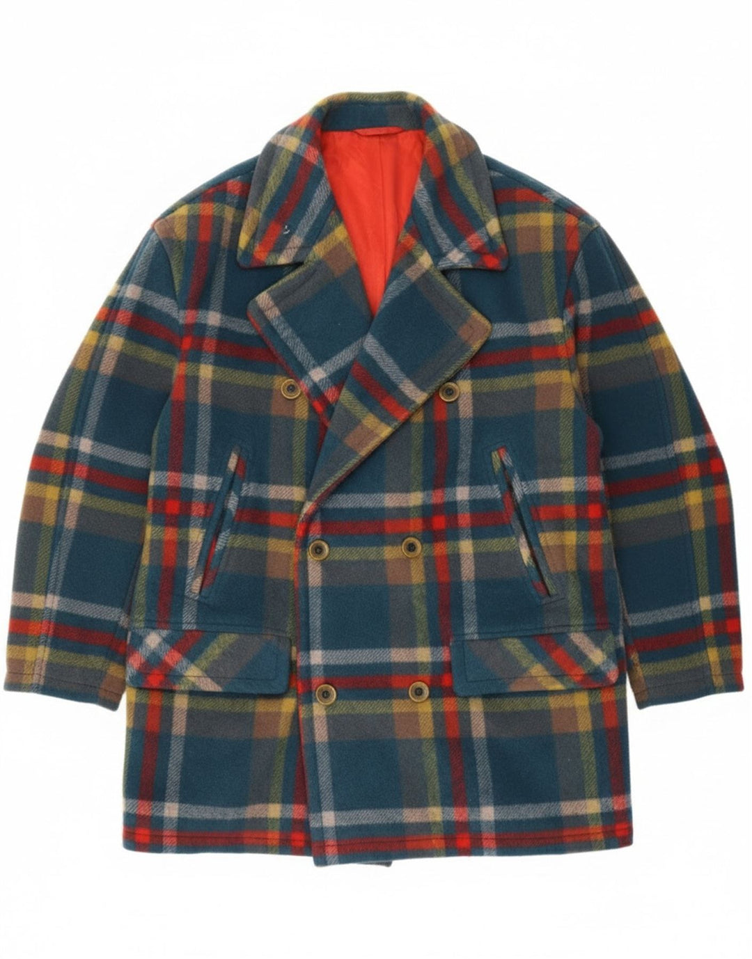 Palton dublu pentru bărbați vintage UK 42 XL Blue Check