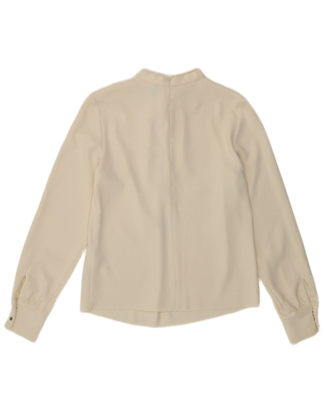 BENETTON Womens Long Sleeve Blouse Top UK 10 Small Off White Polyester