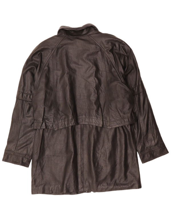 Palton supradimensionat din piele vintage pentru femei UK 16 mare negru