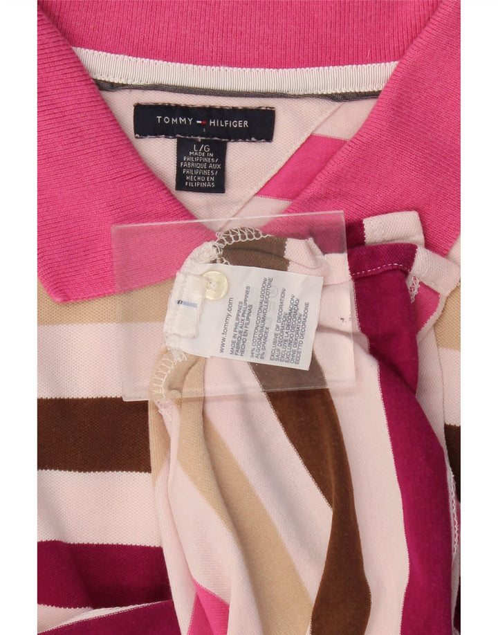 Tricou polo Tommy Hilfiger pentru femei UK 14 mare, bumbac cu dungi multicolore