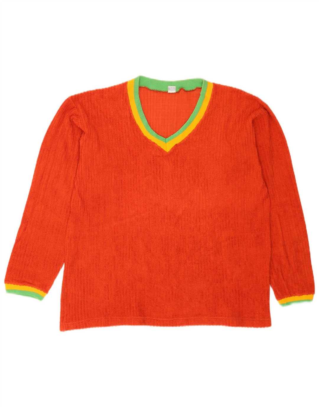Top pentru femei vintage cu mânecă lungă US 8 mediu portocaliu din bumbac color bloc