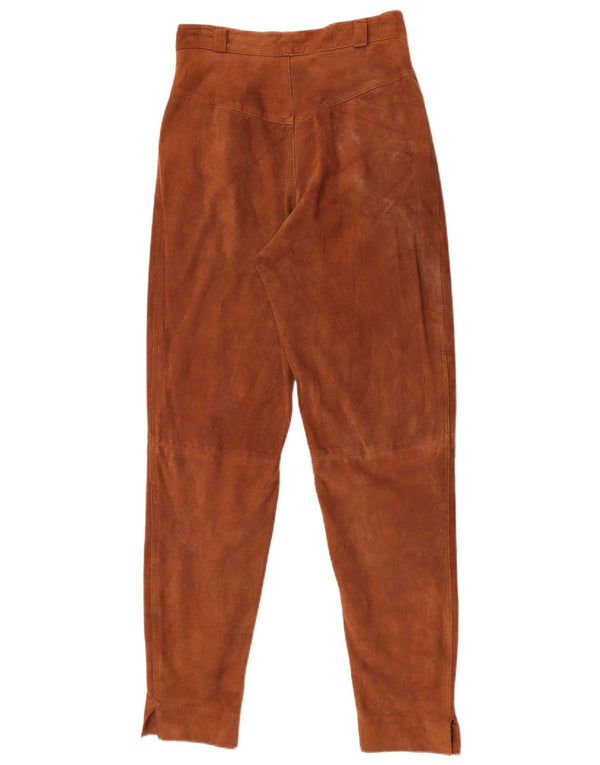 Pantaloni vintage pentru femei conice din piele intoarsa IT 42 Medium W26 L30 maro piele intoarsa