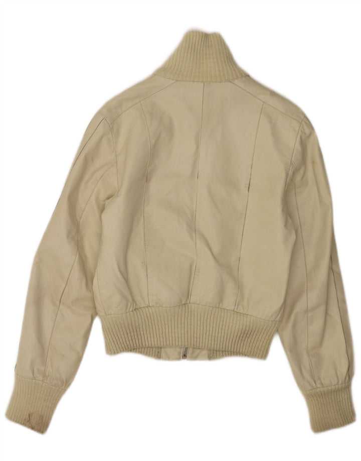 Jachetă din piele vintage pentru femei IT 40 Small din piele albă