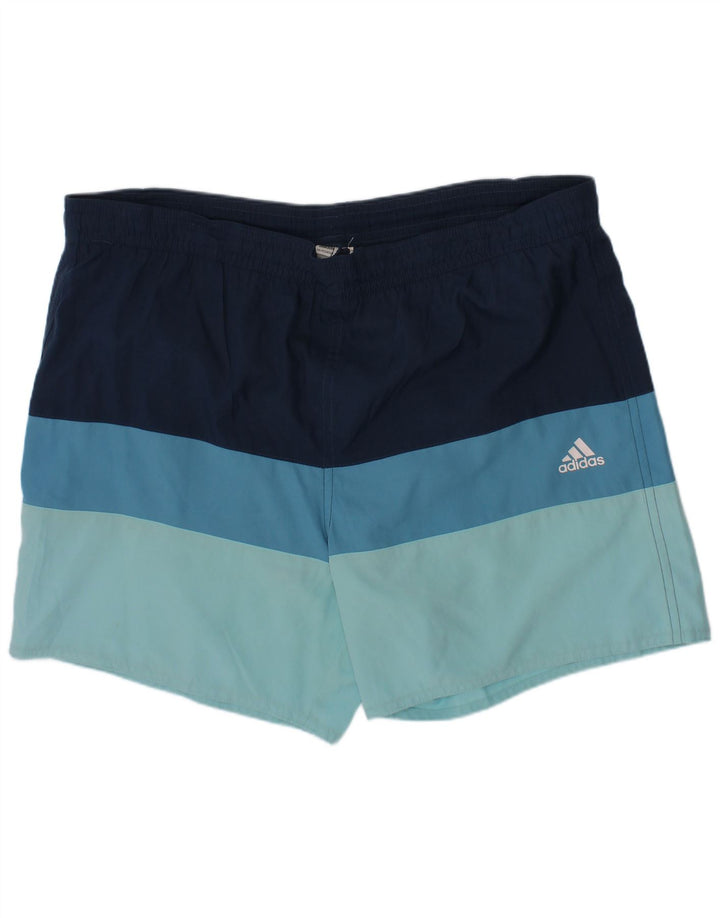 Pantaloni scurți de înot Adidas pentru băieți 13-14 ani, albastru bleumarin, poliester color bloc