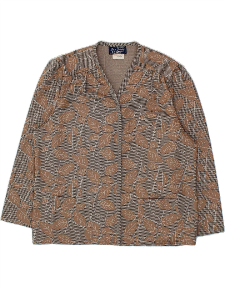 VINTAGE Womens Blazer Jacket UK 16 Large Brown Floral Polyester Vintage Vintage and Second-Hand Vintage from Messina Hembry 